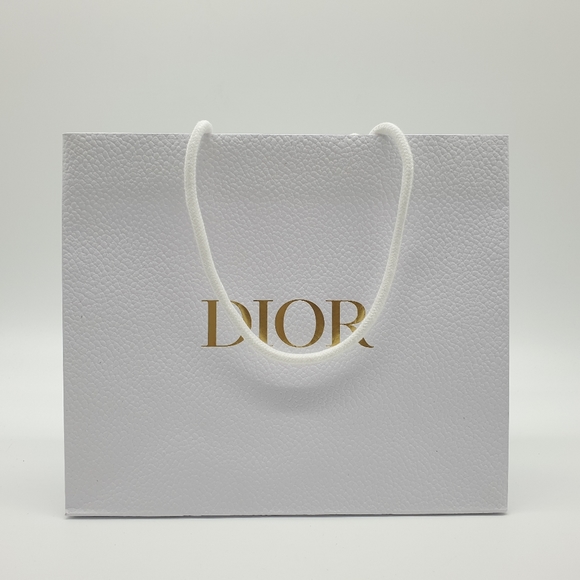 Authentic Dior Textured Pebbled Paper Shopping Medium Gift Bag | NEW white gold - Picture 1 of 5
